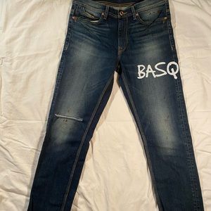 BSQUIAT distressed Sean John graffiti jeans